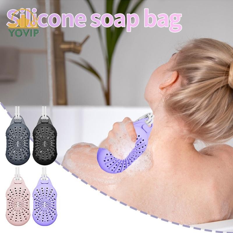 Túi đựng xà phòng silicon YOVIP Túi tiết kiệm có dây để tẩy tế bào chết Tắm chà sàn Massage tắm Thiết kế kết cấu hai mặt Giặt tắm VN