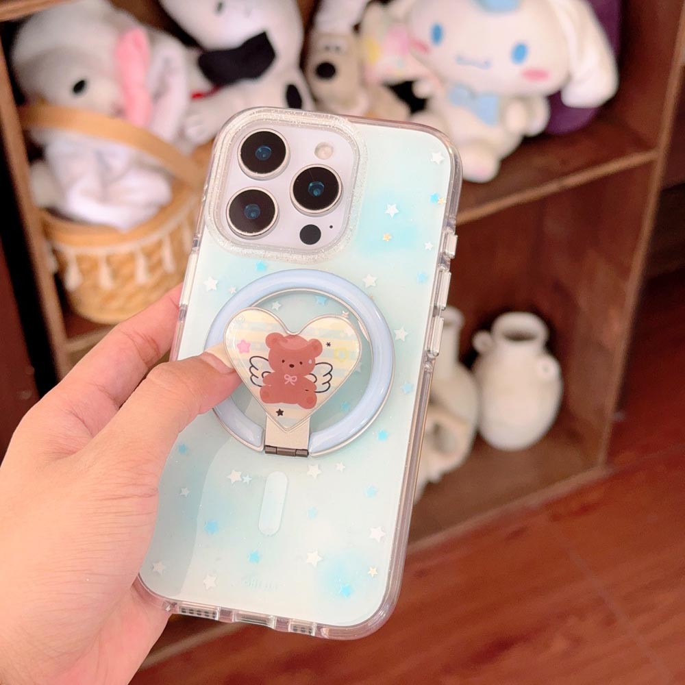 Ốp Lưng Cứng Tương Thích Với iPhone 13 13Pro 13ProMax 14 14Pro 14ProMax 15 15Pro 15ProMax 16 16Pro 16ProMax 17 17Pro 17ProMax Ốp Nam Châm Họa Tiết Ngôi Sao Blushing