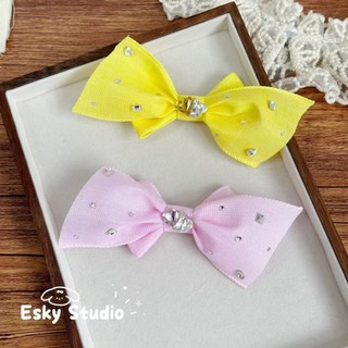 Kẹp Tóc Nơ Handmade Với Kim Cương Giả Cho Chó Nhẹ Nhàng Thú Cưng Phụ Kiện Tóc Cho Maltese Yorkie Bichon Đạo Cụ Chụp Ảnh