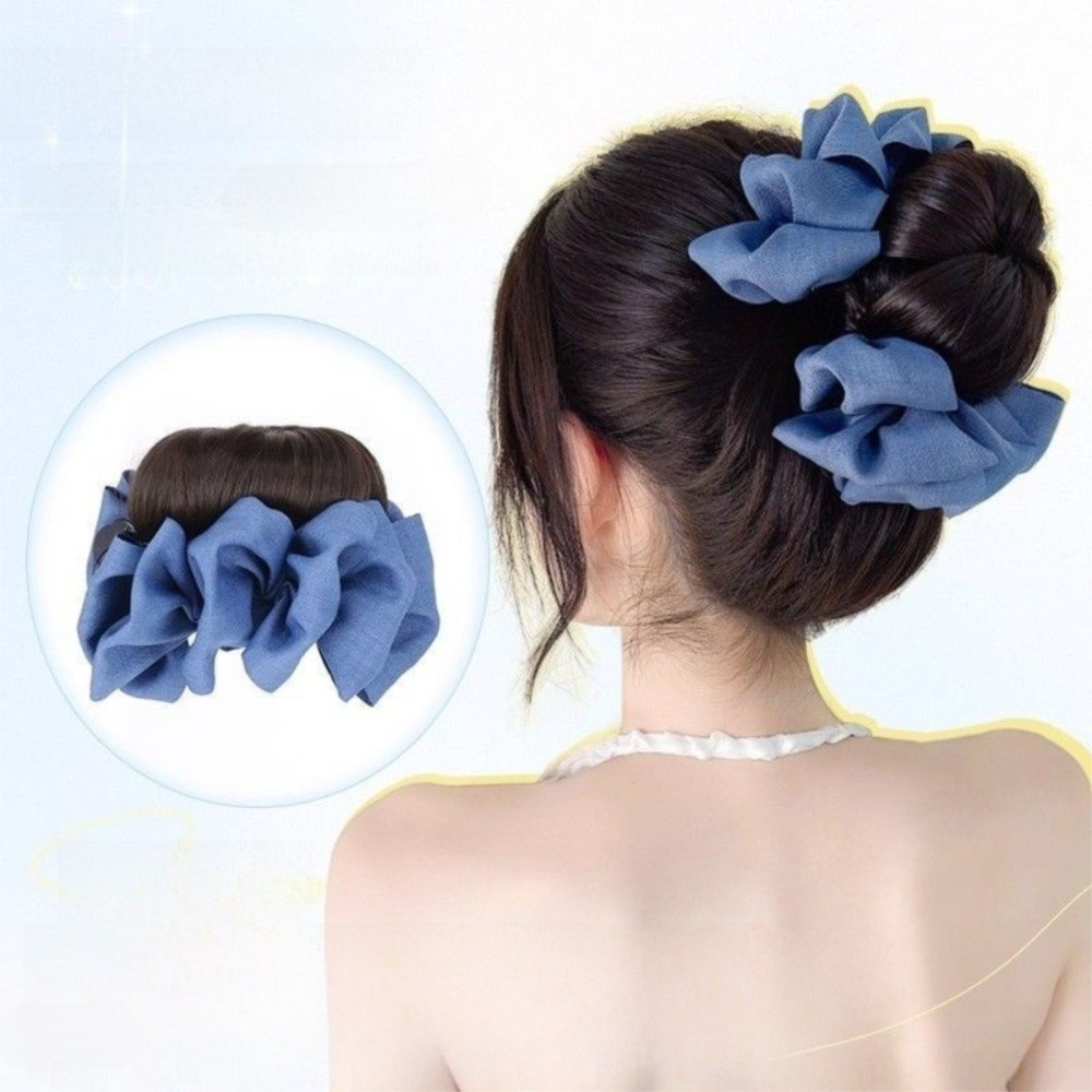 Kẹp vuốt tóc và nơ tổng hợp với tóc giả ruy băng đen lông tơ cho nữ