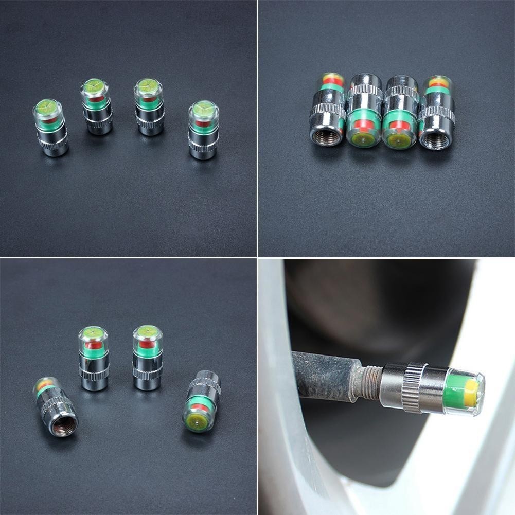 [COD] Bộ 4 Nắp Van Cảnh Báo Áp Suất Lốp – Hiển Thị 3 Màu, Kiểm Tra Nhanh Bằng Mắt