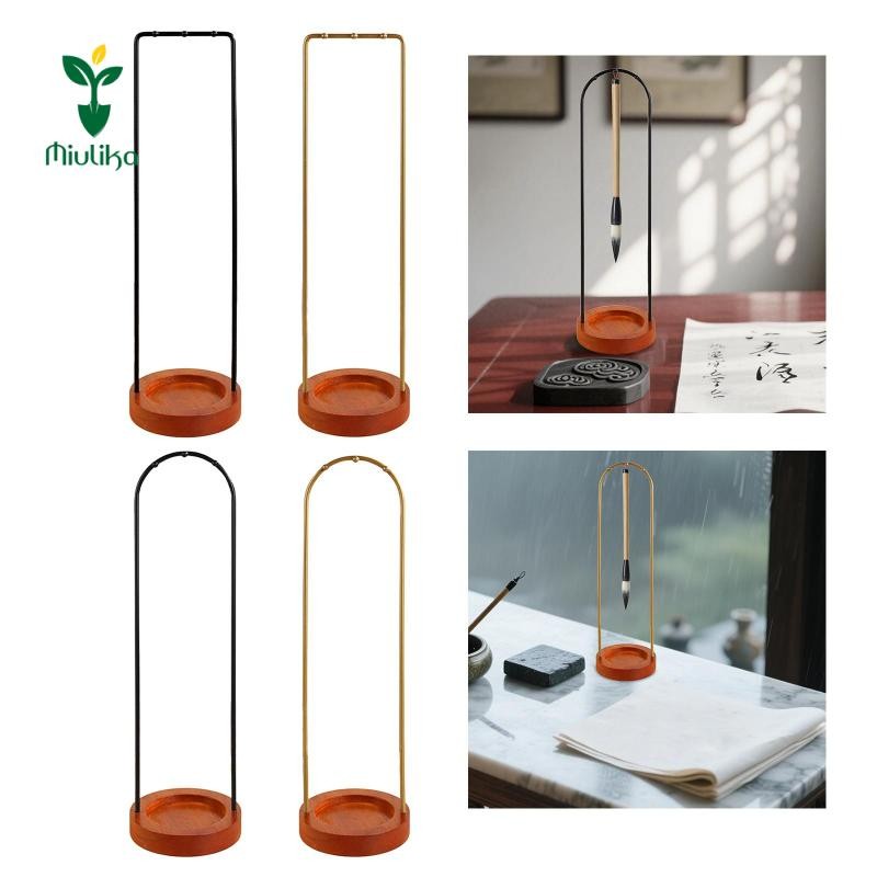 Miulika Thư Pháp Bút Đứng Bàn Chải Bút Giá Đỡ Với Đế Gỗ Để Bàn Treo Tổ Chức Cho Ký Túc Xá Phòng Học Tranh Sumi