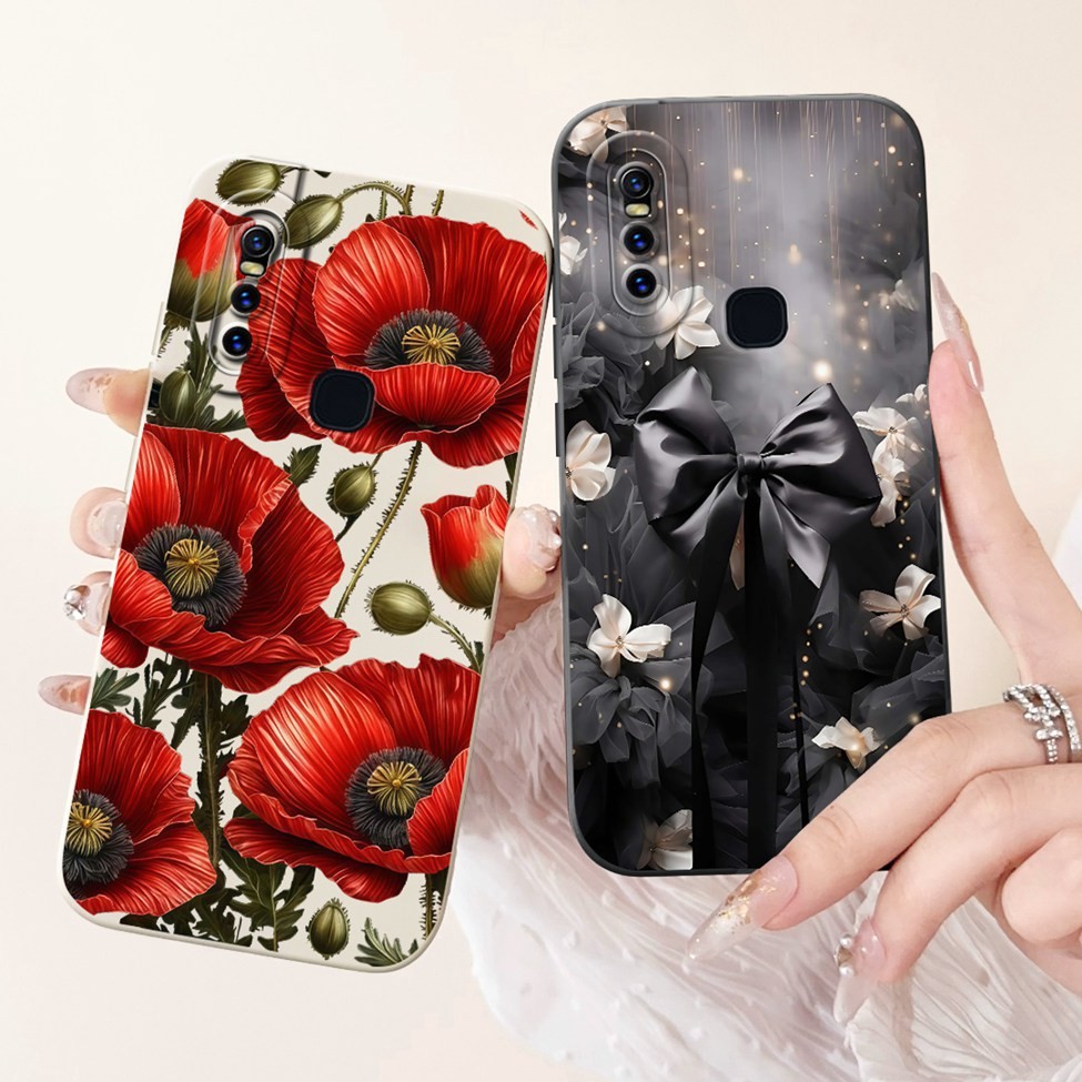 Ốp lưng Vivo 1819 Vivo V15 Cover Hoa thời trang sang trọng Kawaii Girl Vỏ điện thoại chống sốc hình mèo dễ thương
