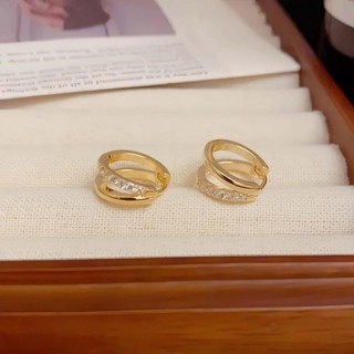 Đôi Lớp Rỗng Ra Zircon Bông Tai Thép Không Gỉ Thời Trang Cá Tính Nhẫn Không Phai Màu Nhẫn Cho Nữ Cô Gái Trang Sức Phụ Kiện