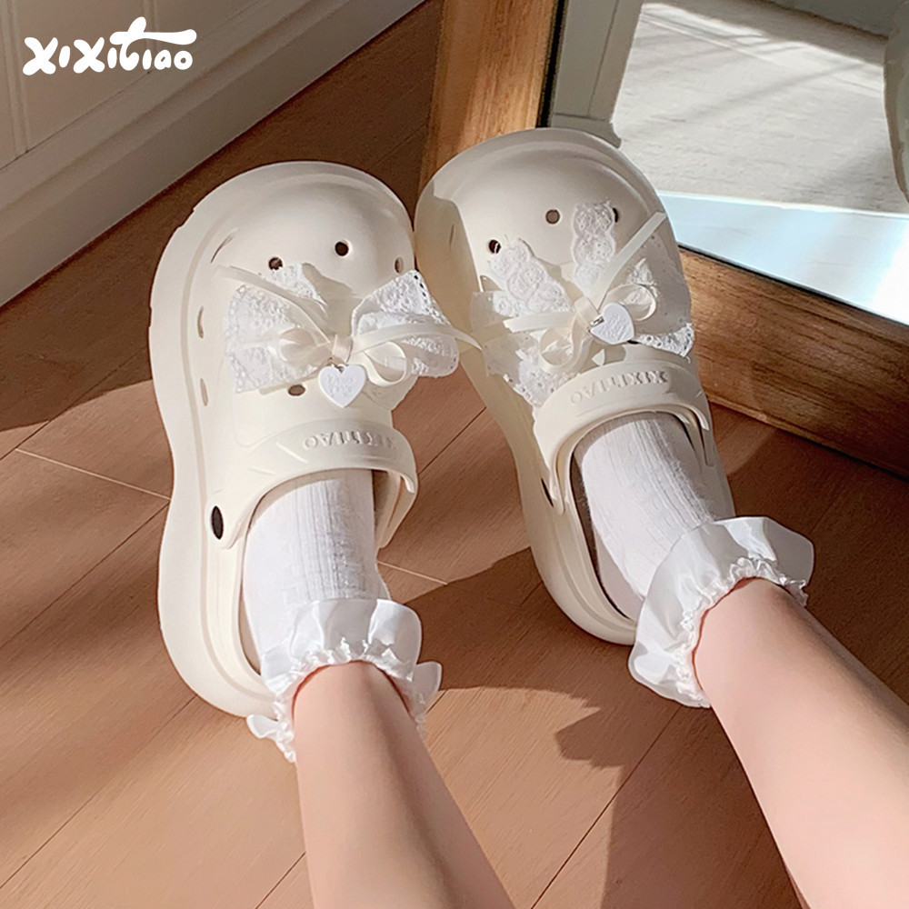 XIXITIAO Dép Nữ Đế Dày Cao lolita Mùa Hè Phong Cách Mới Thoải Mái Đi Biển Ngoài Trời