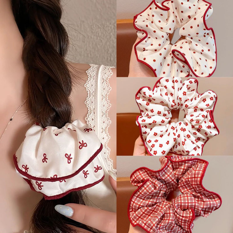 Đơn Giản Màu Đỏ Chấm Bi Lớn - Mũ Đội Đầu Phối Tóc Dễ Thương