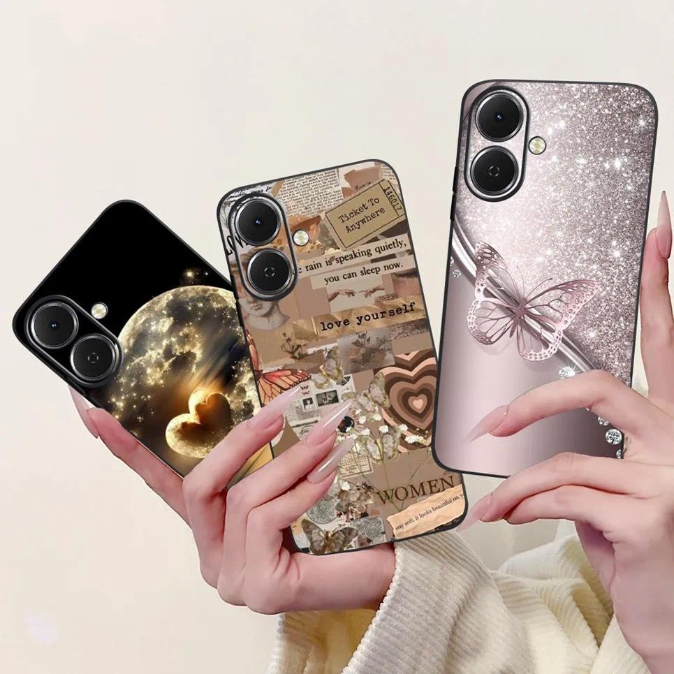 6.67 "Dành Cho Tecno Spark GO 2 KM4 SparkGO GO2 Ốp Điện Thoại Hoa Bướm Sang Trọng Nữ Tính 2D In Vỏ Mềm Trong Suốt TPU Ốp Lưng