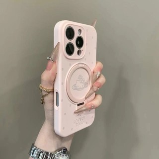 Dễ Thương KT Cat Planet Wave Point Giá Đỡ Từ Tính Ốp lưng Di Động Cho iPhone16 15 14 13 12 11 Pro Max Chống Sốc Bảo Vệ Camera Mặt Sau Cứng Chống Rơi