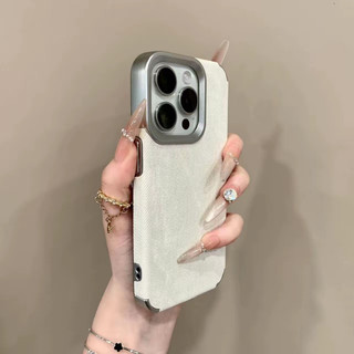 Retro Denim Vải Mạ Bạc Ống Kính Ốp Lưng Điện Thoại iPhone 16Promax 16Pro 15Promax 12 13 14 Pro Max 17Promax 17Pro Chống Sốc Nam Nữ Vỏ Di Động