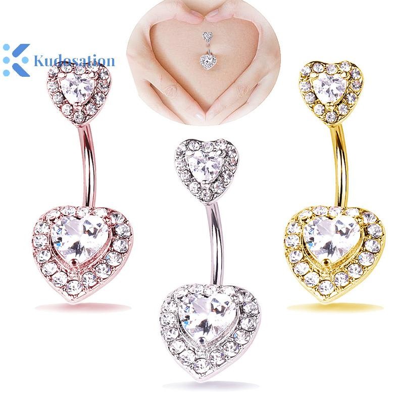 Kudosation Pha Lê Trái Tim Rốn Bụng Nút Nhẫn Barbell Rốn Nhẫn Xuyên Cơ Thể Trang Sức