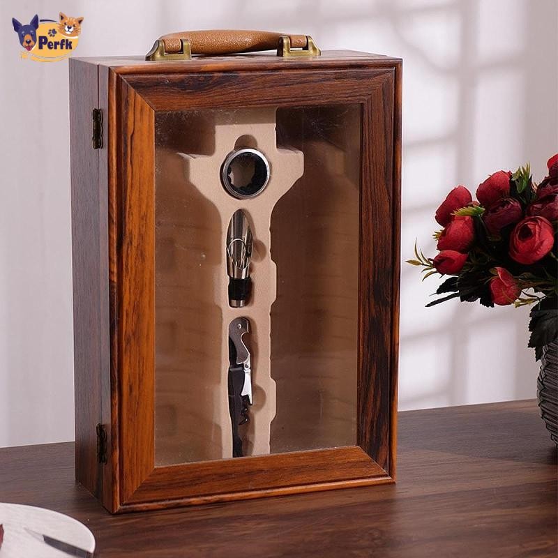Hộp đựng rượu vang đôi Hộp đóng gói rượu vang bằng gỗ cho đám cưới thủ công DIY