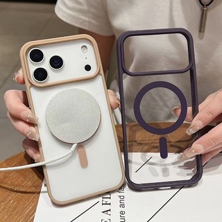 Ốp bảo vệ từ tính IPhone 17Pro Max Vỏ điện thoại trong suốt màu sắc sang trọng Tương thích với 11 12 13 14 15 16 PRO MAX 16E 17AIR