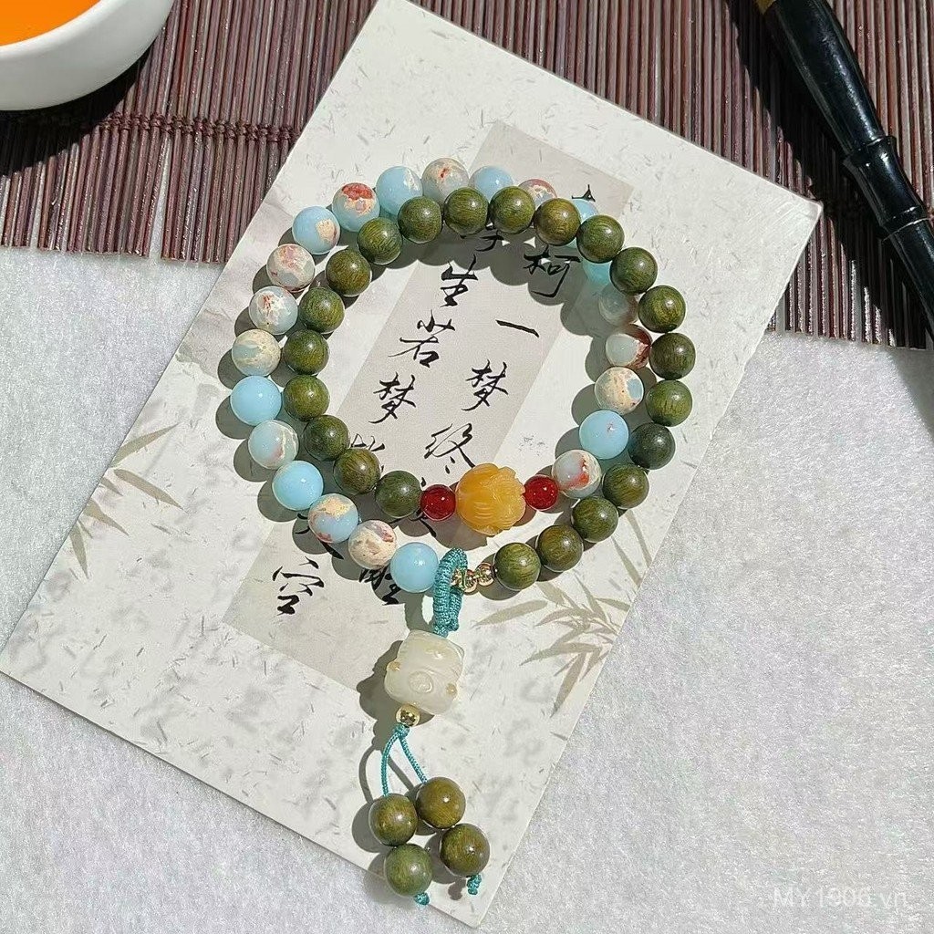 Vòng Tay Đôi từ Đá Shoushan với Hạt Ngọc Trắng