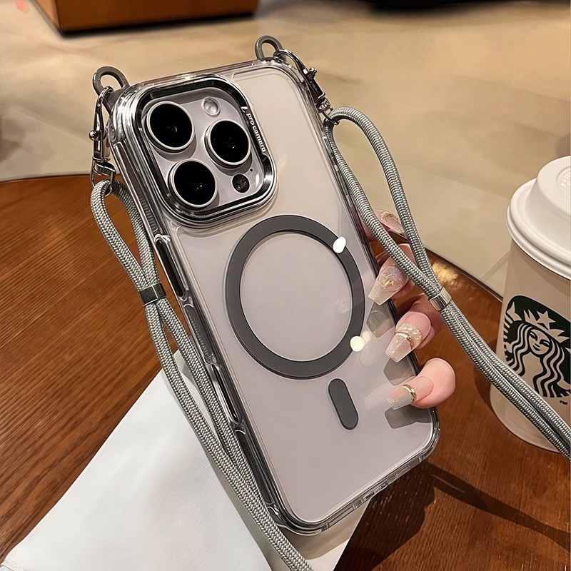 Ốp điện thoại đeo chéo từ tính chống rơi chất lượng cao cho iPhone 17 Pro Max 16 11 12 13 14 15 pro max Air 15 16 plus Bảo vệ ống kính chống rơi Vỏ cứng bảo vệ điện thoại