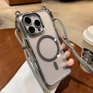 Ốp điện thoại đeo chéo từ tính chống rơi cho iPhone 16 11 12 13 14 15 pro max 15 16 plus Bảo vệ ống kính chống rơi Vỏ cứng bảo vệ điện thoại