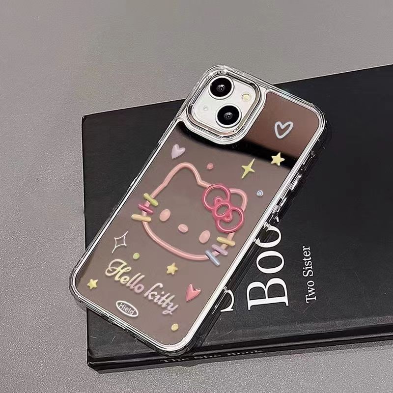 Dành Cho Vivo X200 Pro Mini X200S X100S X90S X100 Ultra X90 X80 Pro Y78 + Y77T Y75 Y55 Y52T Y51S Y51A Y50 Y30i Ốp Điện Thoại Gương Trang Điểm Hello Kitty Cat Vỏ Hoạt Hình Dễ Thương