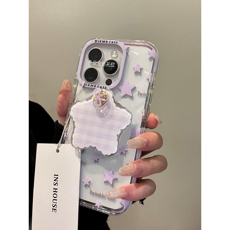 ✨Sopt】[Vỏ Điện Thoại Ngôi Sao Tím+Giá Đỡ] ốp lưng iphone 16pro / Apple 15promax/14plus/13, Chống Sốc
