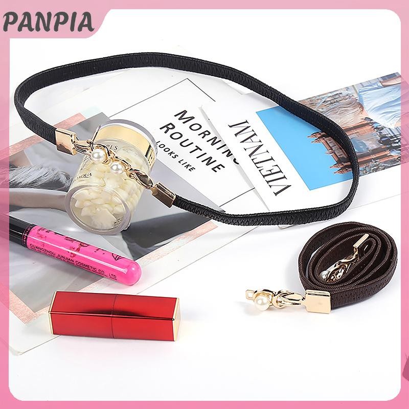 PANPIA-Đỏ Đôi Ngọc Trai Khóa Co Giãn Thắt Lưng Nữ Đen Mỏng Dây Đeo Nữ Váy Váy Trang Trí Dây Thắt Lưng