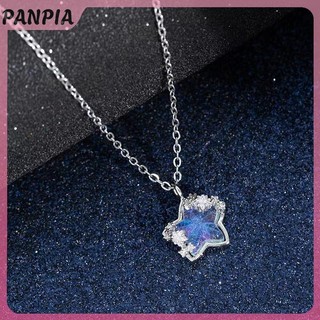PANPIA-Mặt Trăng Pha Lê Thời Trang Đơn Giản Pentagram Trái Tim Mặt Dây Chuyền Vòng Cổ Dành Cho Nữ Cô Gái Tính Khí Thanh Lịch Giả Tưởng Vòng Cổ Trang Sức Quà Tặng