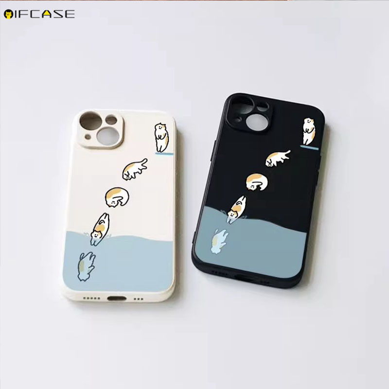 Dành Cho Samsung Galaxy Note 20 Ultra 10 Plus Lite 9 8 J7 Prime J5 Pro 2017 J6 J4 Plus J6 + J4 + 5G Ốp Điện Thoại Ngộ nghĩnh Lặn Mèo Hoạt Hình Dễ Thương Trắng Đen Vỏ Mềm Ốp Lưng