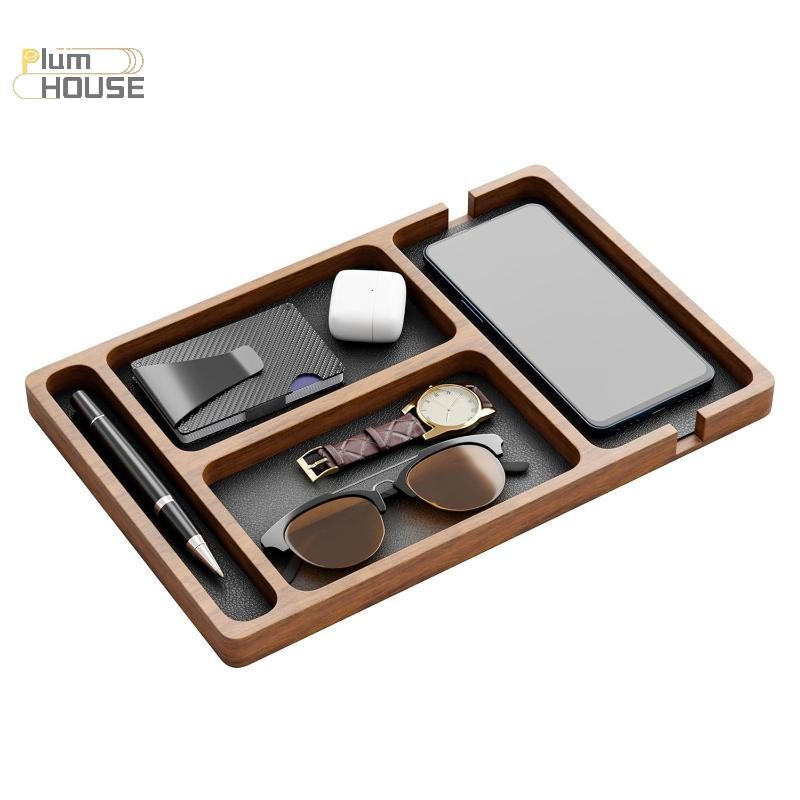 PlumHOUSE Văn Phòng Bằng Gỗ Để Bàn Hộp Bảo Quản Gỗ Chắc Chắn Phân Vùng Hộp Bảo Quản Điện Thoại Di Động Tai Nghe Mảnh Vỡ Hộp Bảo Quản Bằng Gỗ Khay Đựng VN