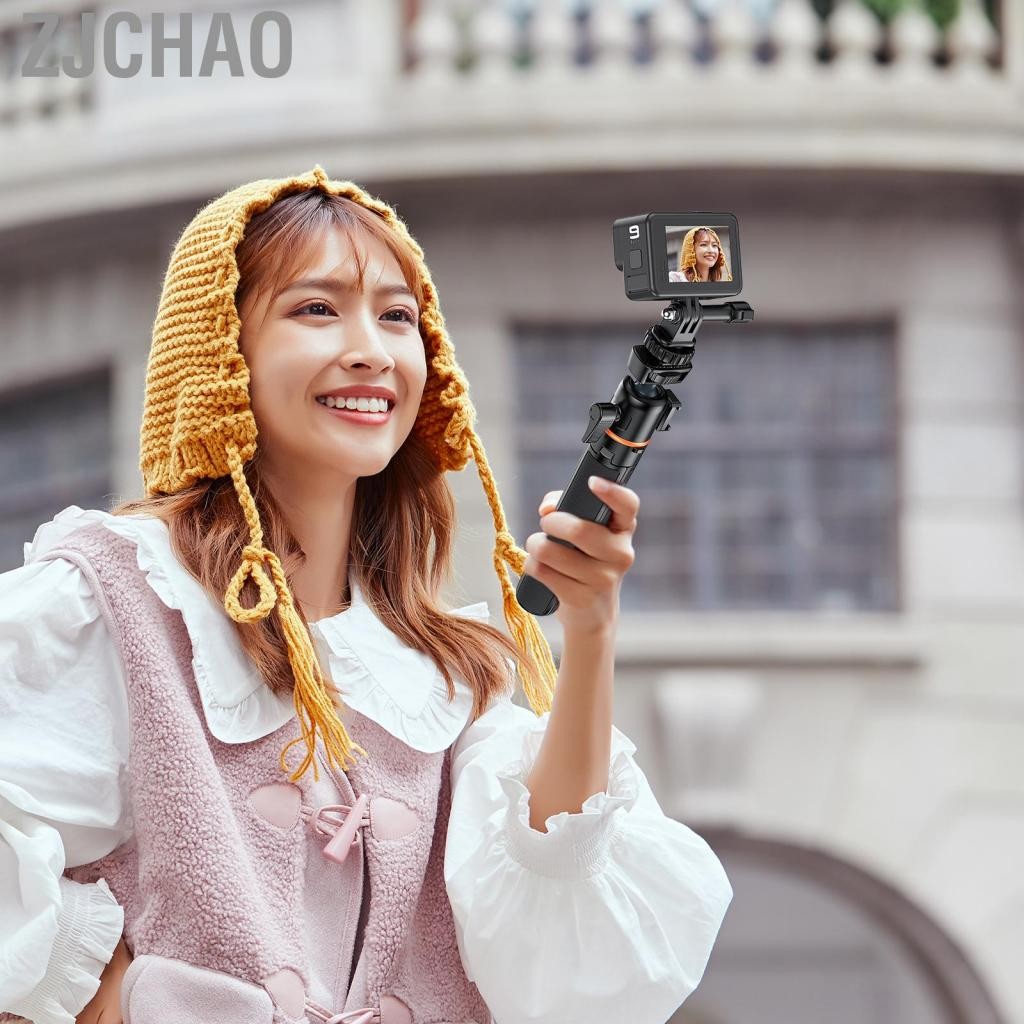 Zjchao AMIREUX-VN VRIG AC24 CAMERA THỂ THAO ĐỘNG VẬT ĐIỀU KHIỂN THÁNG NĂNG ĐIỀU KIỆN 180 ° có thể điều chỉnh bằng chân ba chân vít 1/4 inch cho GoPro Hero 12/11/10/9/8
