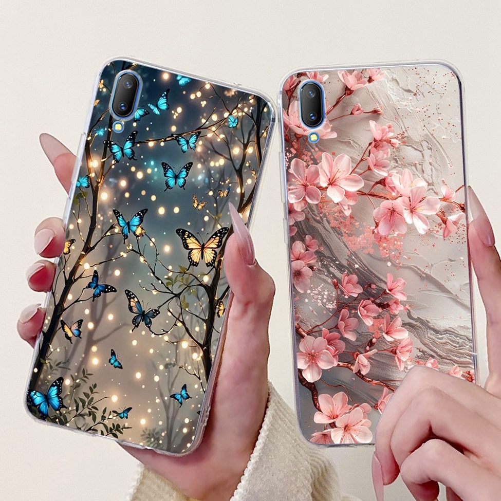 Vỏ Trong Suốt Vivo V11 1804 1806 1814 Bao Vivo V11 Pro Ốp Lưng Bướm Sang Trọng Tình Yêu Hoa Thời Trang Thoáng Mát Đẹp Trai Sư Tử Sơn