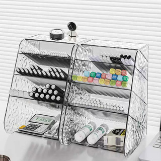 Kệ Nhựa Mica Trong Suốt Nhiều Tầng Vân Kim Cương, Hộp Đựng Bút, Son, Mỹ Phẩm, Văn Phòng Phẩm