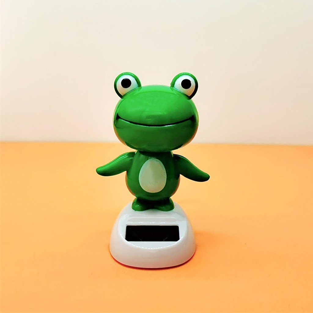 Bobble Head Ếch Chạy Bằng Năng Lượng Mặt Trời Trang Trí Xe Hơi Dễ Thương Lắc Đầu Trang Trí Hoạt Hình Bảng Điều Khiển Trang Trí Cửa Sổ pomervn