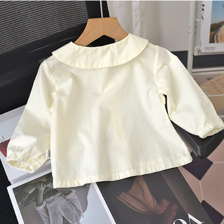 Mùa Xuân Thu Phong Cách Mới Bé Gái Dễ Thương Thời Trang Áo Sơ Mi Dài Tay Bé Búp Bê Cổ Áo Sơ Mi Giữa Nhỏ Trẻ Em Áo Khoác