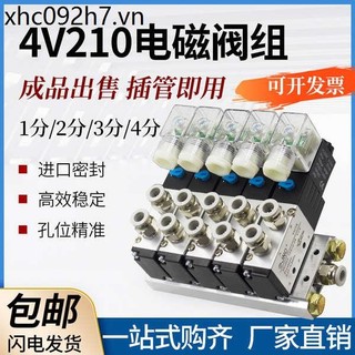Yadeke Loại Xi Lanh Khí Nén 24V Bộ Van Điều Khiển Điện Từ 4V210-08 Đế Van Van Đảo Van Điện Từ
