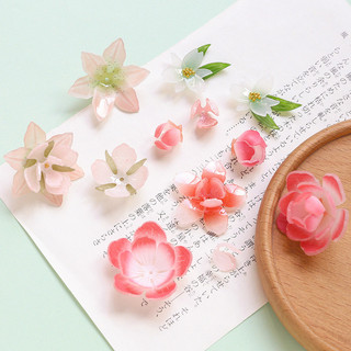 Mô Phỏng Hoa Đào Narcissus Nhựa Hoa Lá Xanh Chịu Nhiệt Phim DIY Handmade Trang Sức Bông Tai Kẹp Tóc Phụ Kiện Chất Liệu