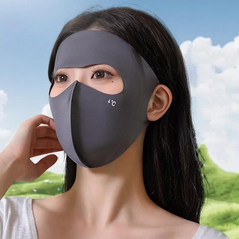 Mặt nạ chống nắng JSJJING UPF50+, làm từ polyester có khả năng co giãn và thoáng khí, thiết kế hình chữ V