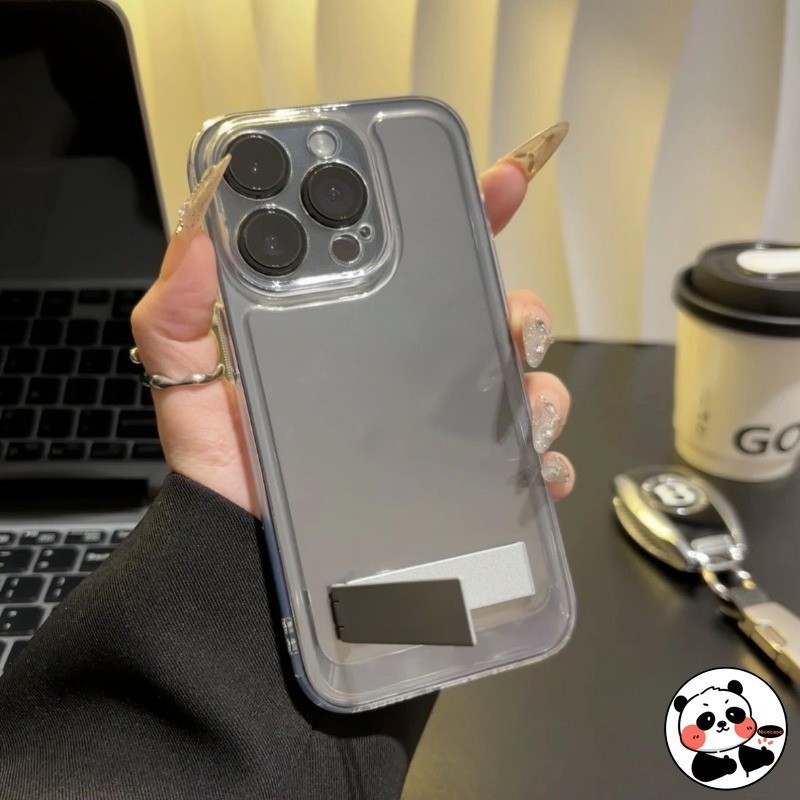 Vỏ Đế Kim Loại Cho iPhone 15 14 Plus 13 12 Mini 11 Pro Max XR XS Max X 8 7 6 6s Plus SE 2022 2020 15ProMax Ốp Lưng Trong Suốt TPU Mềm Dễ Thương Vỏ Điện Thoại Không Gian Trong Suốt