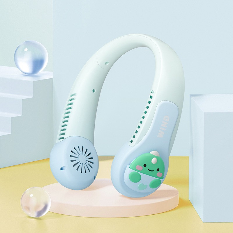 Quạt Đeo Cổ, Quạt Quàng Cổ Tích Điện Mini Không Cánh Dung Lượng Pin Lớn, Gió Mạnh Tặng Kèm Bộ Sạc Tiện Lợi