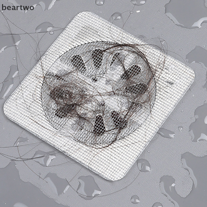 < Beartwo > 1 / 10 Cái Miếng Dán Thoát Nước Sàn Dùng Một Lần Vòi Hoa Sen Thoát Tóc Bắt Nắp Bồn Rửa Lọc Tóc Lọc Lưới Lọc Miếng Dán Đẹp