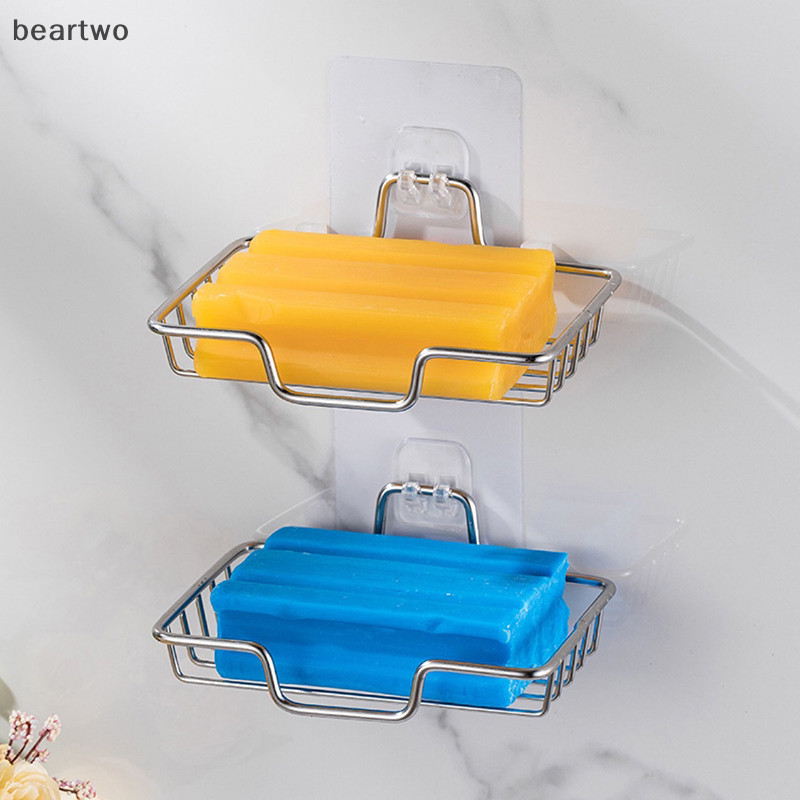 < Beartwo > Giá đựng xà phòng chất lượng cao Giá đỡ xà phòng treo tường Xà phòng bằng thép không gỉ Đĩa xốp Phụ kiện phòng tắm Đĩa xà phòng Tự dính Đẹp