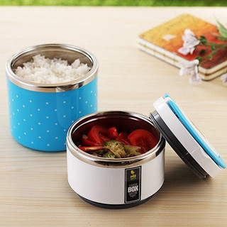 Camen Chấm Bi Đựng Thức Ăn Giữ Nhiệt  2 ngăn lõi inox