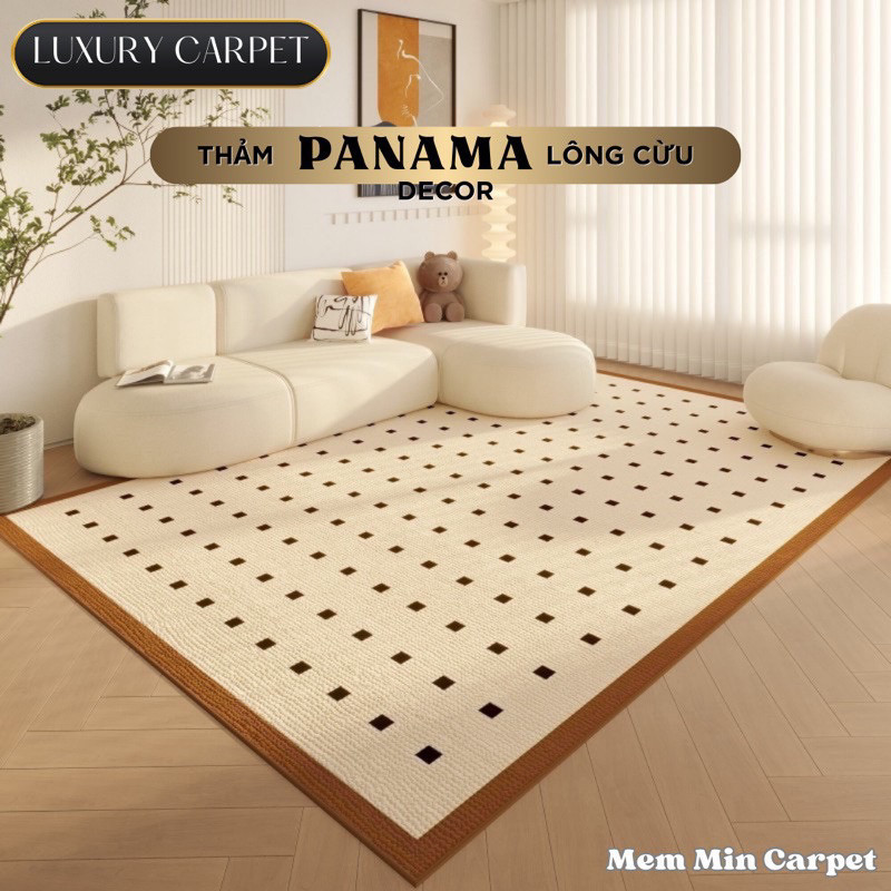 Thảm Panama Lông Cừu 1m6x2m3 - MemMinbedding  Luxury  Họa tiết sang chảnh, làm cho căn nhà thêm trang trọng