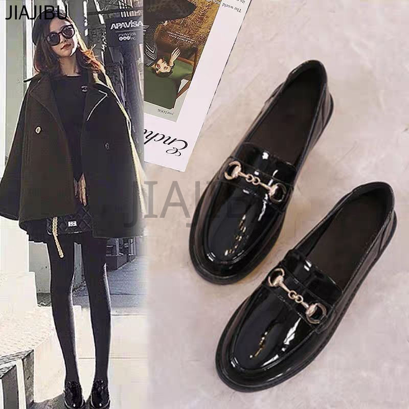Size 35-46 Giày Nữ Cỡ Lớn Korean Fashion Platform Mary Jane Shoes 45 Giày Lười Da Đen Phong Cách Anh 44 Giày Đi Học Màu Đen Cho Bé Gái Có Khóa Kim Loại 43 Giày Búp Bê Lolita Mũi Tròn Gót Dày Chống Trượt