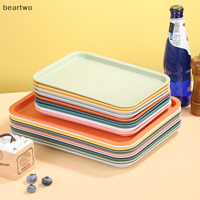 < Beartwo > Pallet Hình Chữ Nhật Bắc Âu Khay Phục Vụ Thực Phẩm Bằng Nhựa Nhiều Màu Khay Bảo Quản Hộ Gia Đình Nhà Bếp Trái Cây Món Tráng Miệng Khay Đẹp