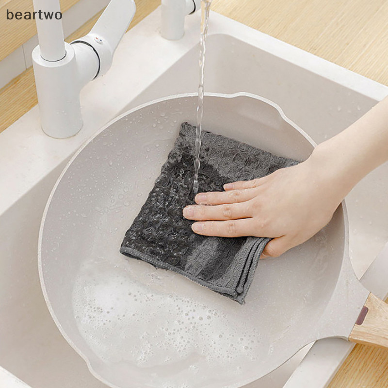 < Beartwo > Khăn lau bát đĩa Khăn lau tay siêu mềm thấm hút Khăn lau nhà bếp gia dụng Dụng cụ vải làm sạch đẹp