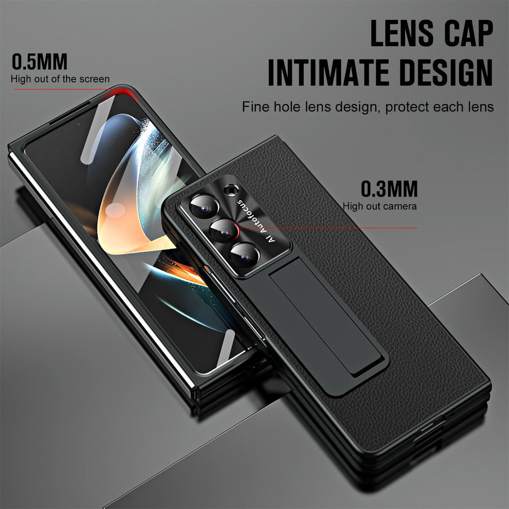 Ốp Điện Thoại Clemence Mạ Điện Cho Samsung Galaxy Z Fold 6 5 4 3 Fold6 Fold5 Fold4 Fold3 Có Chân Đế Bảo Vệ