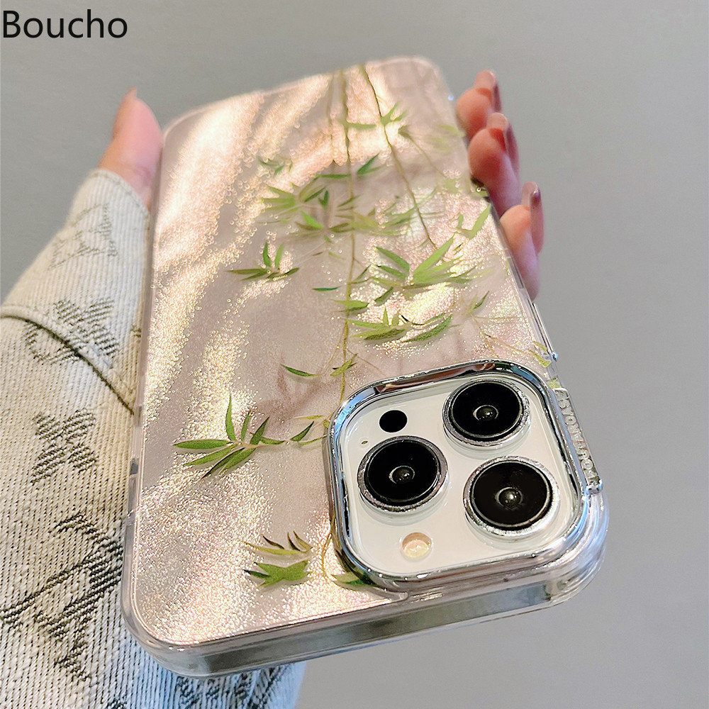 Dành Cho iPhone 15 Pro Max 14pro Max 14 plus Thời Trang Họa Tiết Lá Tre Ốp lưng Cho iPhone 11 12 13 14 Pro Max 15Plus Ốp Lưng Chống Sốc