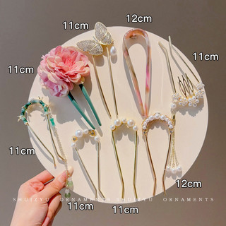 Kẹp tóc hình chữ U bằng tre kim loại với phụ kiện tóc tua dài cổ điển cao