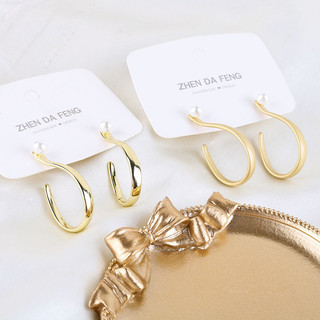 Bông tai ngọc trai hình học rỗng không đều đơn giản thích hợp chất liệu bông tai thủ công DIY kim bạc 925