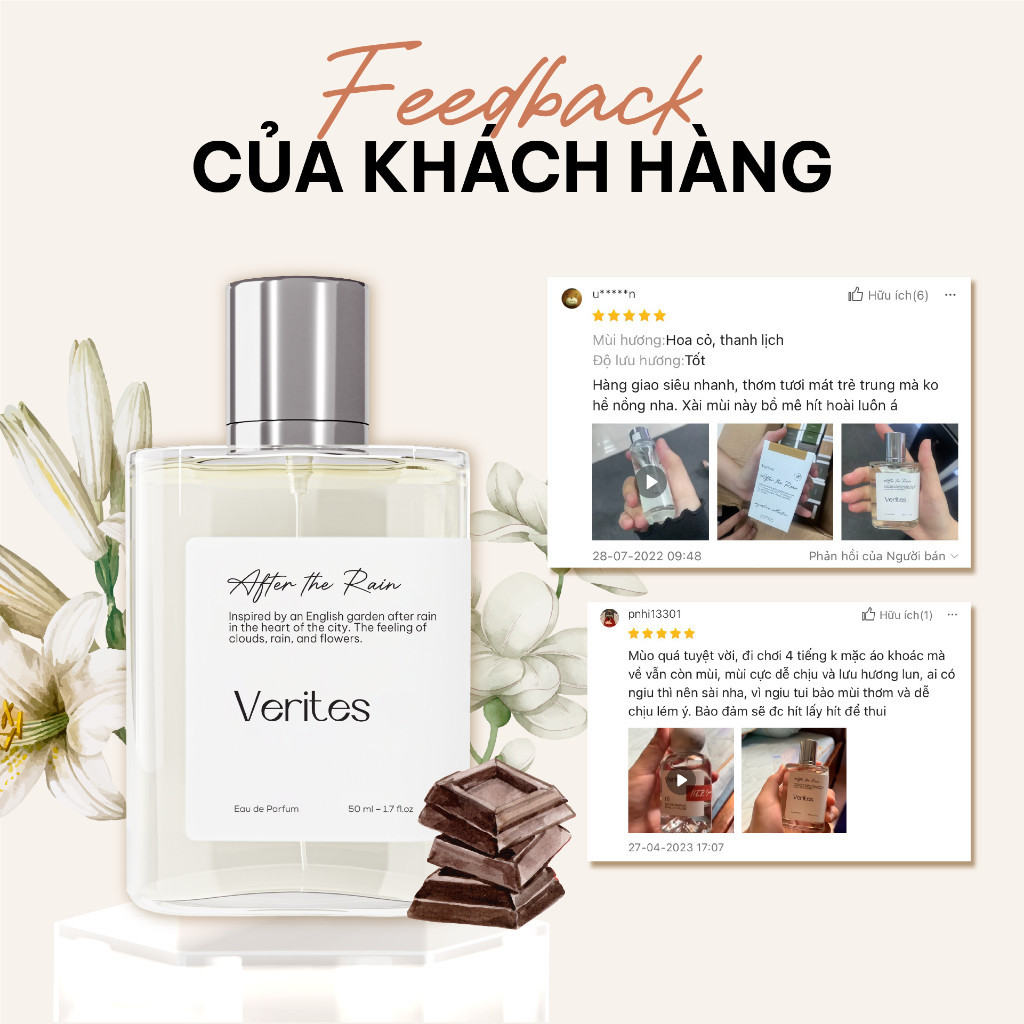 Ảnh Nước hoa Nữ VERITES After The Rain Thuần khiết, Tươi trẻ, Năng động 50ml 2