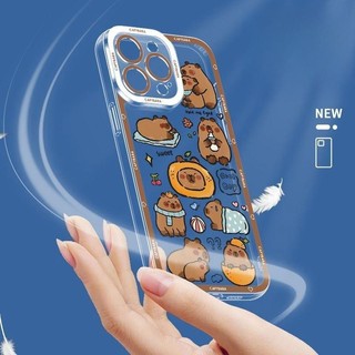 Ốp Điện Thoại Cho iPhone 12 13 Pro Max Mini 15 Nắp Capybara Anime Hoạt Hình TPU Mềm Trong Suốt Dễ Thương