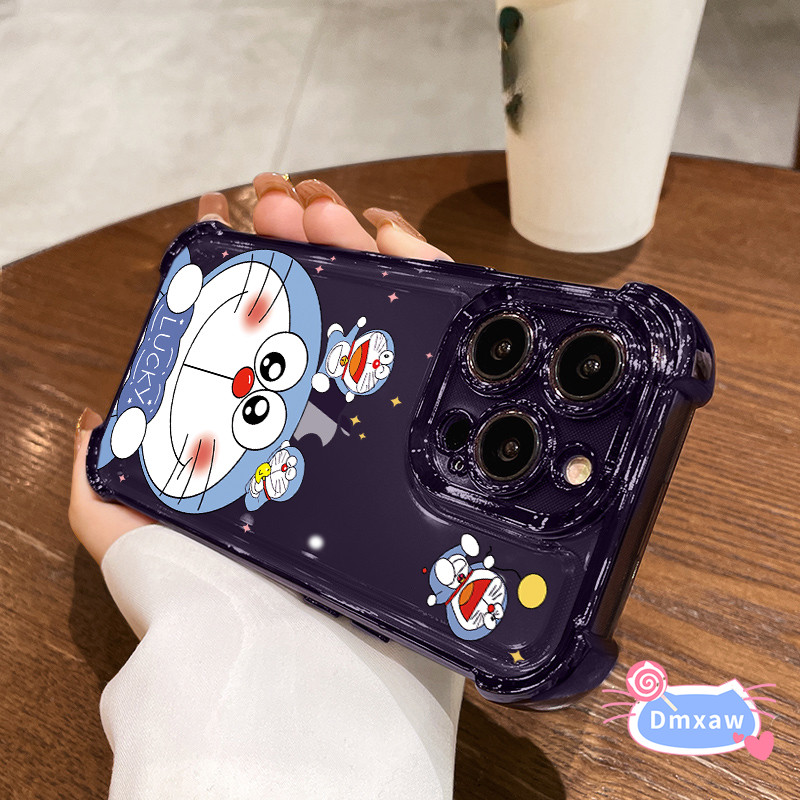 Ốp lưng Doremon chống rơi dễ thương cho iPhone 15 Pro Max 14 Plus 13 12 11 Pro Max X XR XS Max Vỏ trong suốt Vỏ bảo vệ Phim hoạt hình Vỏ mềm trong suốt