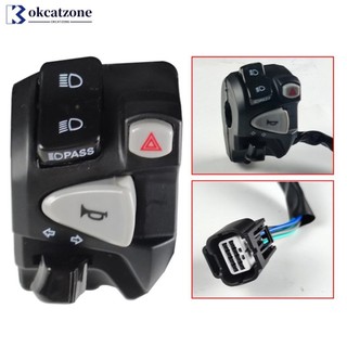 Okcatzone Xe Máy Tay Cầm Công Tắc Với Psing Ánh Sáng Nguy Hiểm PLug Sừng Đèn Cảnh Báo Bật Nút Tín Hiệu Cho Xe Honda Click150 Trái R6U1